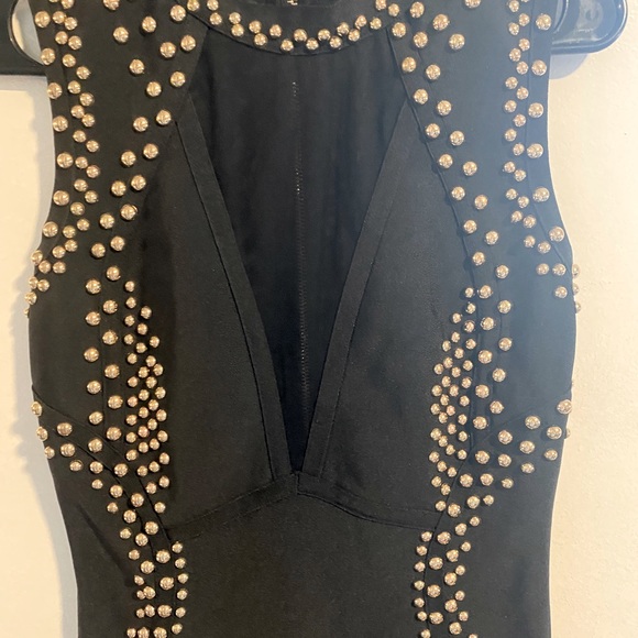Black Bodycon Dress with Gold Hardware - Picture 2 of 4
